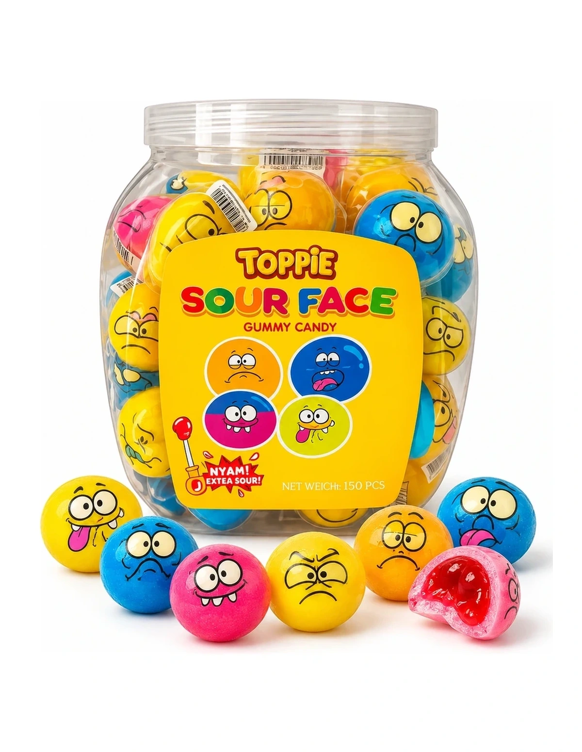 [P000420] TOPPIE SOUR FACE GUMMY CANDY JAR