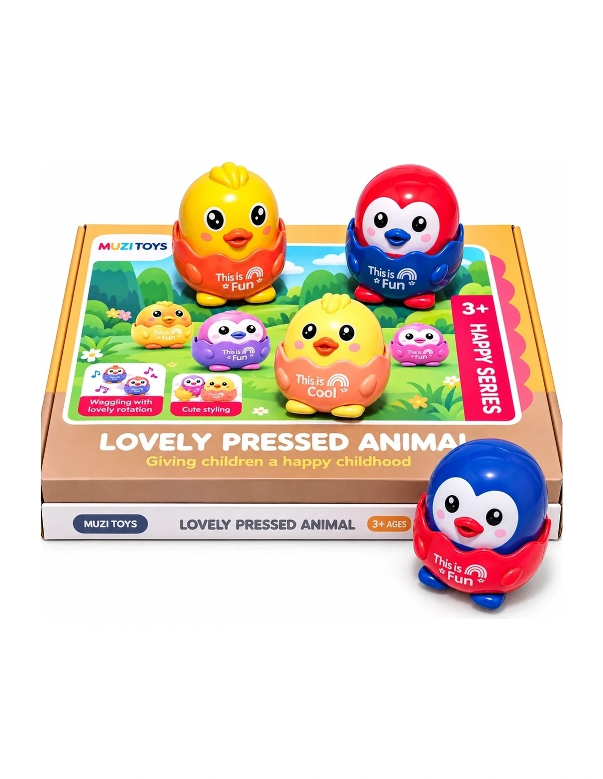 [P000359] LOVELY PRESSED ANIMAL - PINGUIN - DUCK - CAR TOY