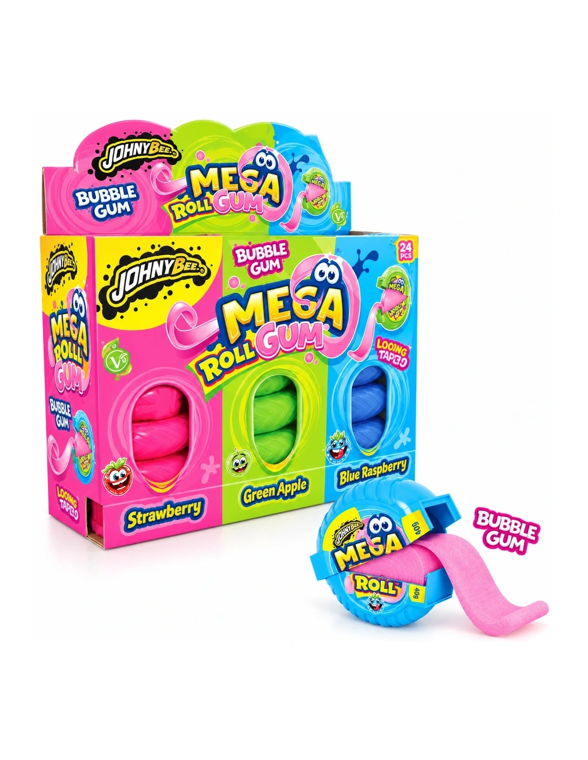 [P000398] MEGA ROLL GUM - LOONG TAPE - BUBBLE GUM - '24 STAND [JB]