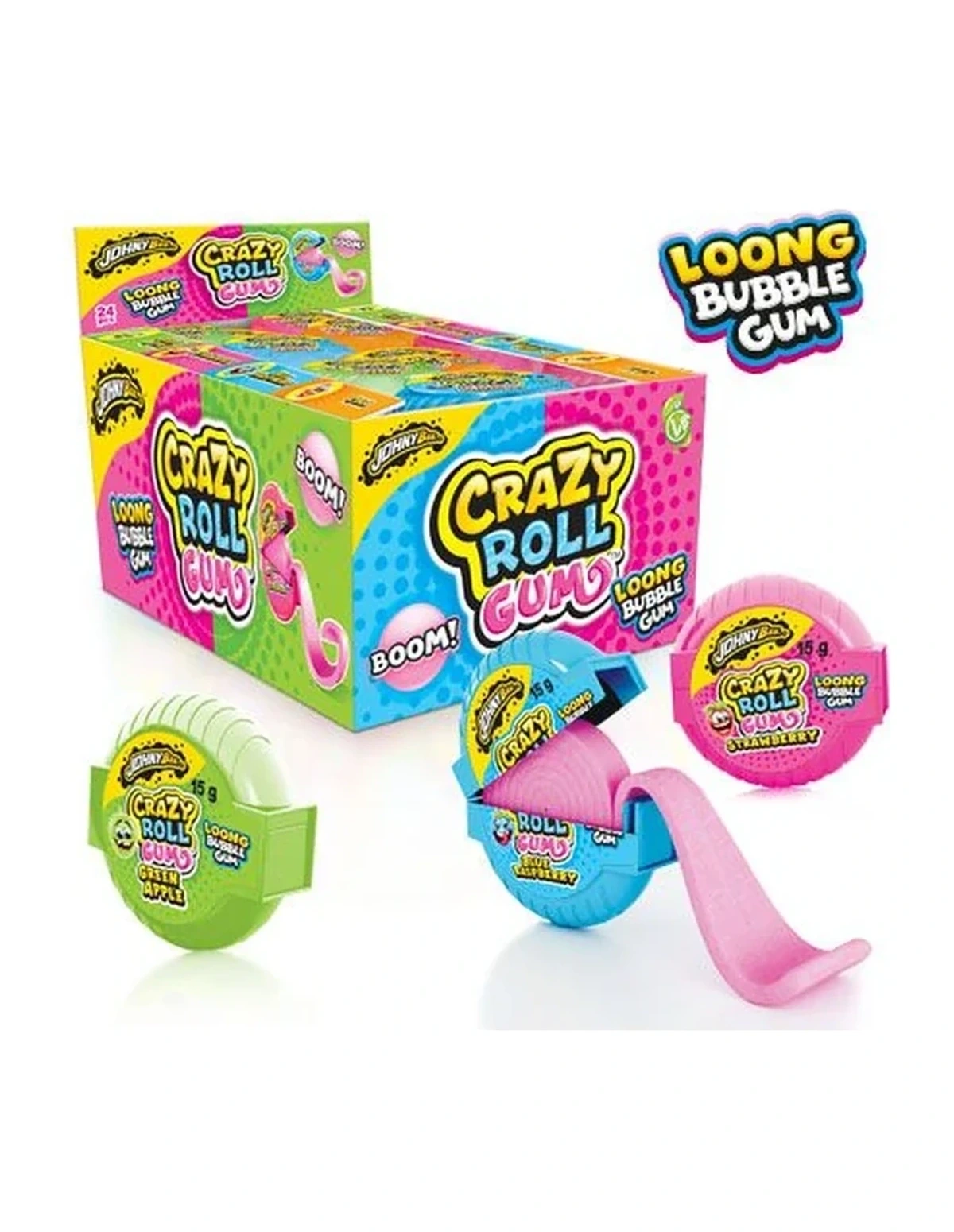 [P000331] CRAZY ROLL GUM - LOONG BUBBLE GUM - '24 DISPLAY [JB]