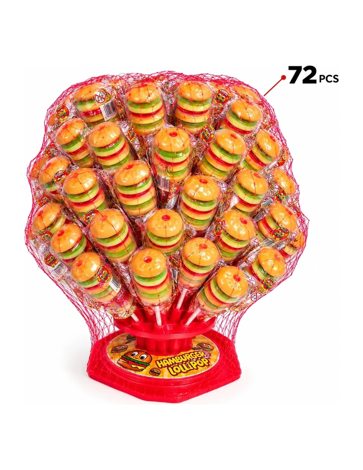 [P000401] FUN - TASTEX BURGER STICK LOLLIPOP - HAMBURGER [YE]