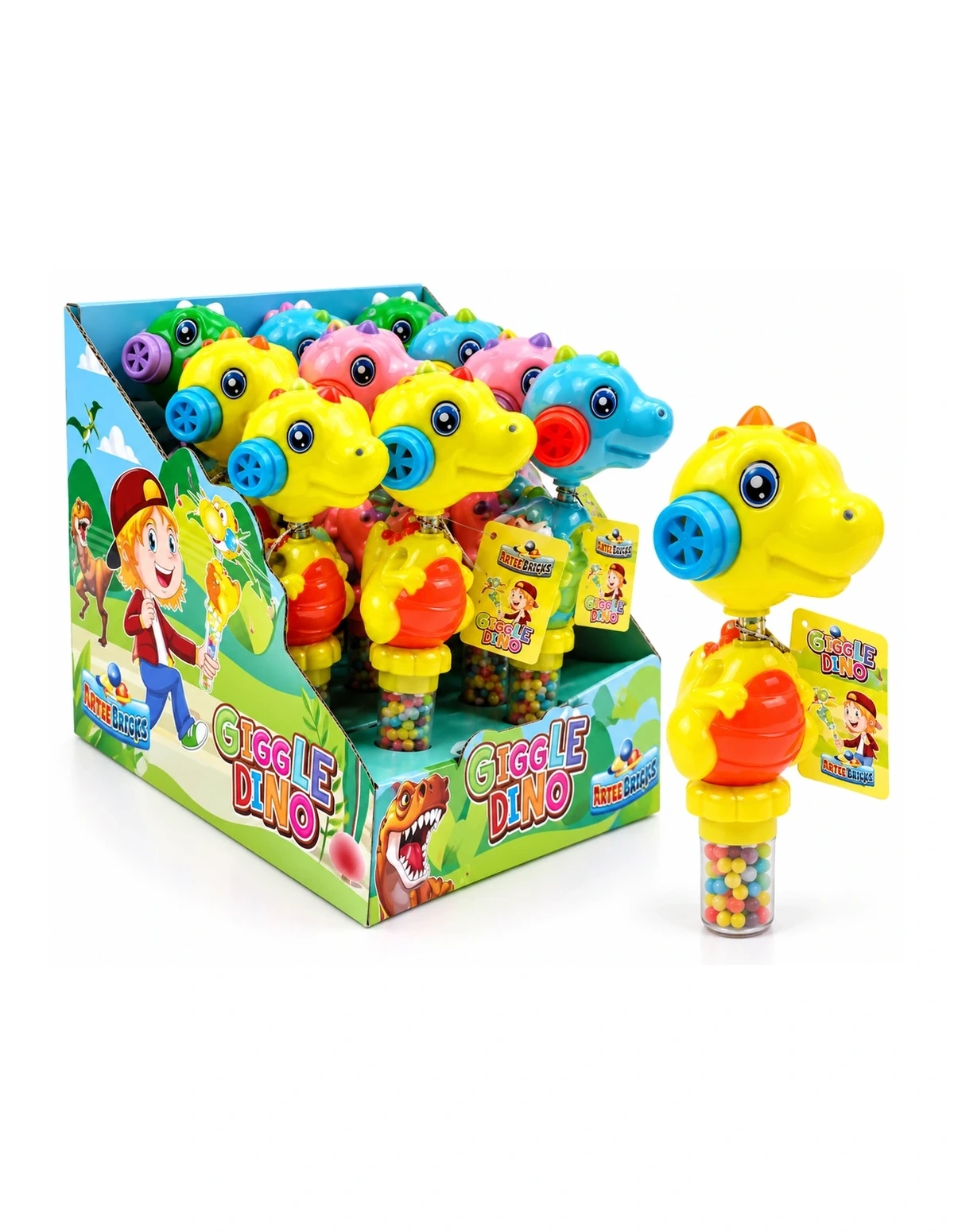 [P000289] GIGGLE DINO - CANDY TOYS [YE]