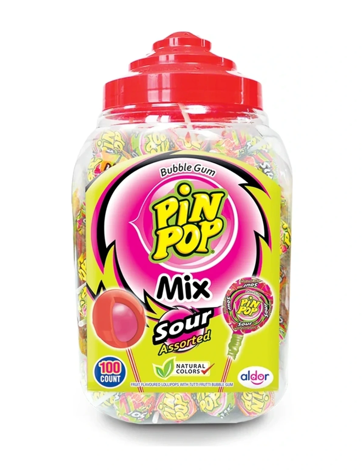 [P000089] PIN POP - MIX - SOUR - ASSORTED - BUBBLE GUM [JB]