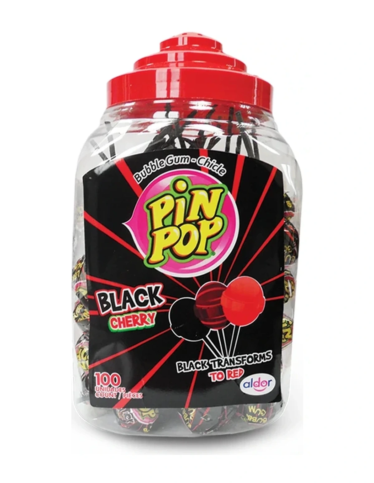 [P000093] PIN POP BLACK CHERRY - BLACK TRANSFORMS TO RED - BUBBLE GUM [JB]